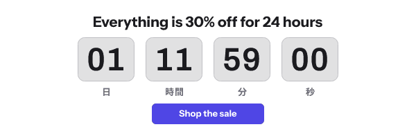 A timer with its unit labels in Japanese