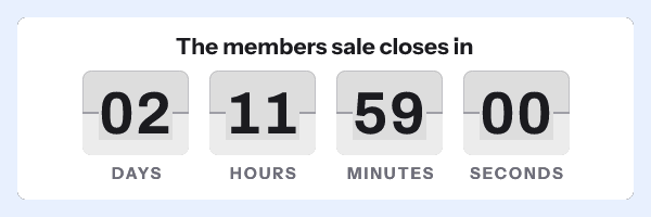 Members sale: The members sale closes in, with its countdown