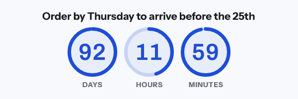 Christmas shipping cut off: Order by Thursday to arrive before the 25th, with its countdown