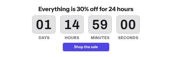 The Twenty four hour sale timer fetched at 09:00 UTC: 01 days, 14 hours, 59 minutes.