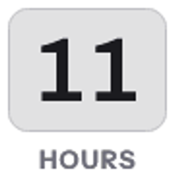 The hours plate of a 1x timer, reading 11 over the word HOURS, enlarged. The edges of the digits are soft.