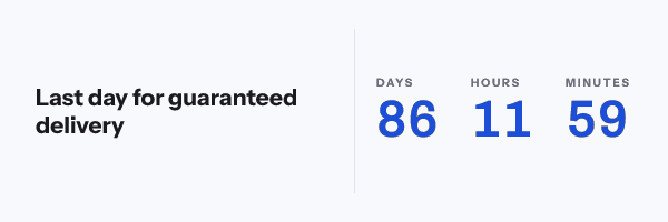 A countdown beside the headline Last day for guaranteed delivery, reading 86 days 11 hours 59 minutes