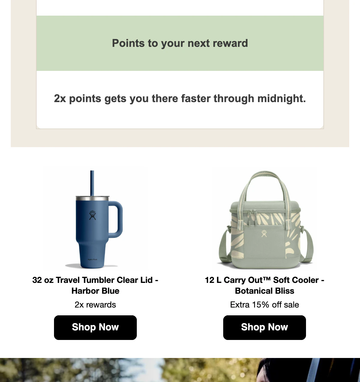 The Hydro Flask email as Hydro Flask sent it, with no countdown in it