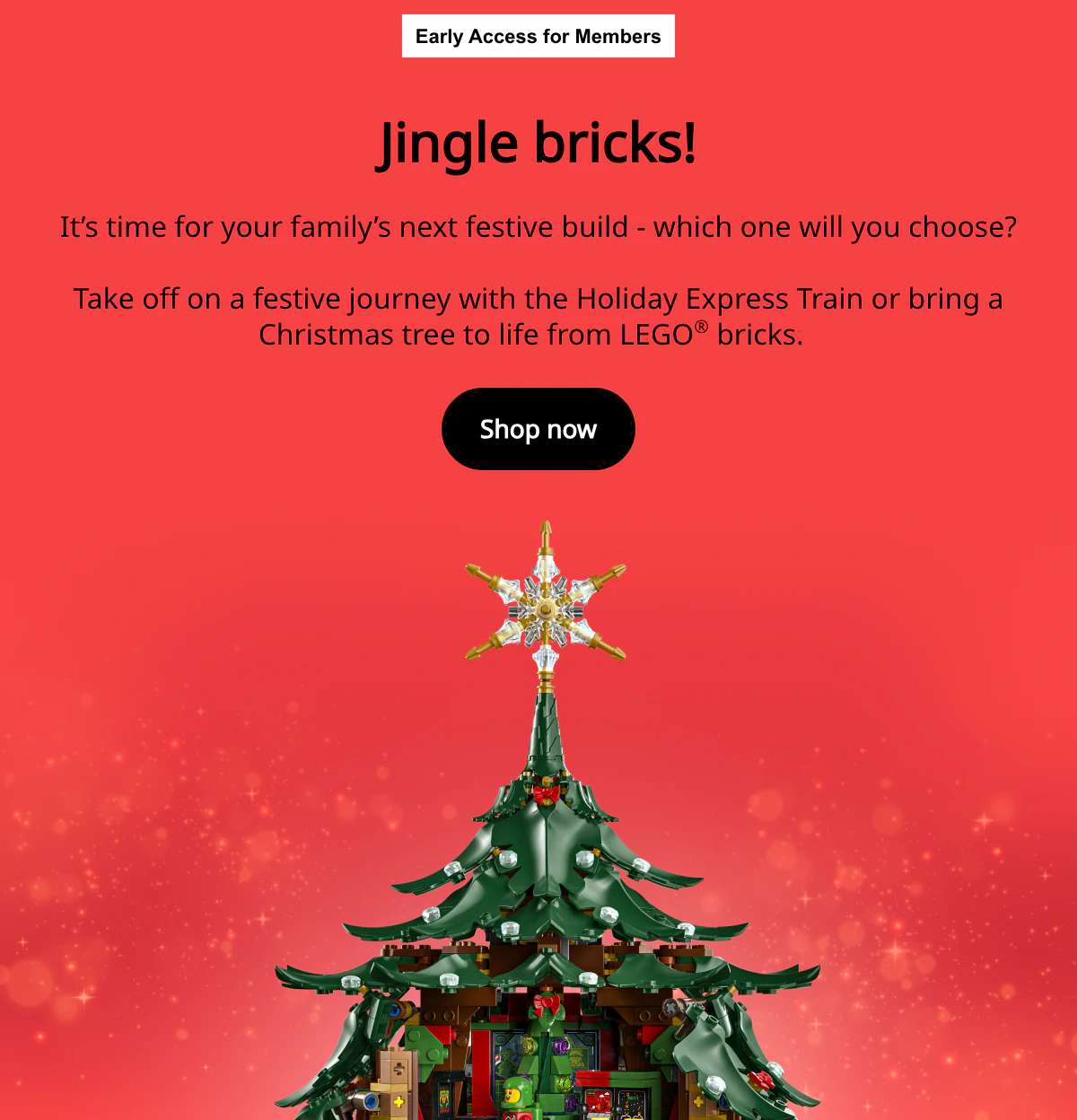 The LEGO email as LEGO sent it, with no countdown in it