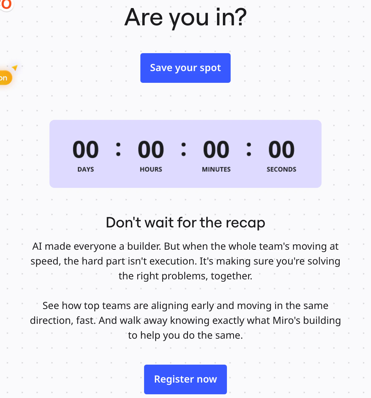 The Miro email as Miro sent it, with its own countdown
