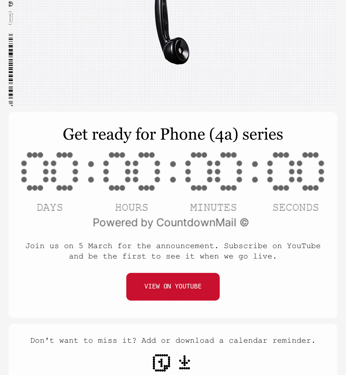 The Nothing email as Nothing sent it, with its own countdown