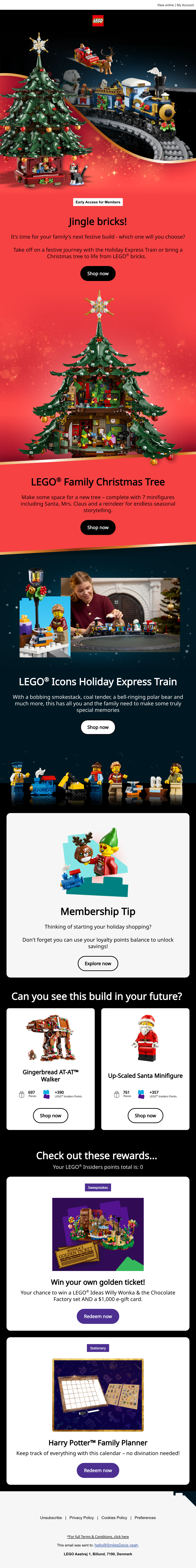 The LEGO email as LEGO sent it, with no countdown in it