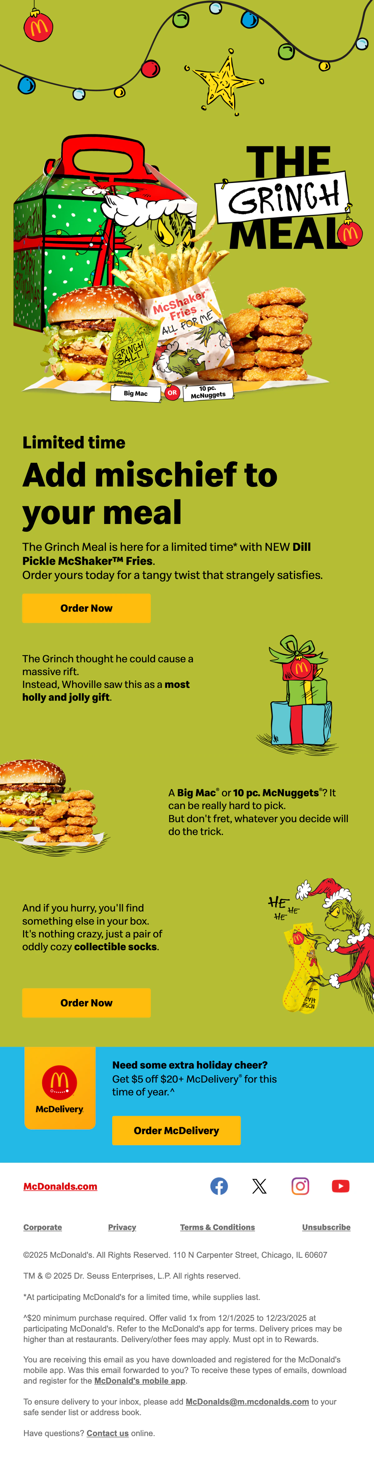 The McDonald's email as McDonald's sent it, with no countdown in it
