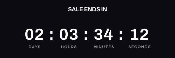 Animated countdown reading 02 days 03 hours 34 minutes 12 seconds and counting down